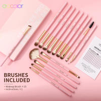 Brochas de Maquillaje Rosa Docolor 15Pcs Herramientas de Mezcla de Belleza para Sombra de Ojos Delineador de Pestañas Cejas - details 13