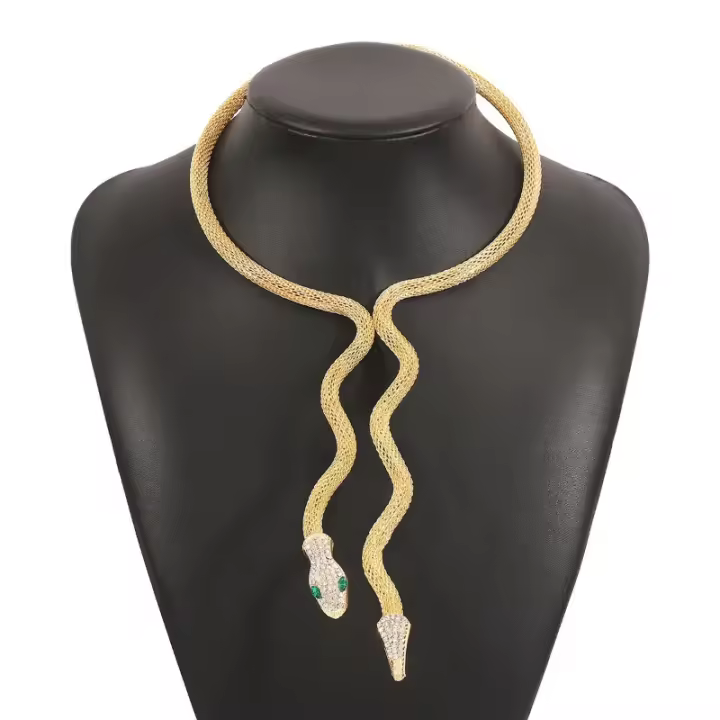 Collar Punk de Metal Ajustable Diseño de Serpiente con Apertura Barra de Fiesta - 1