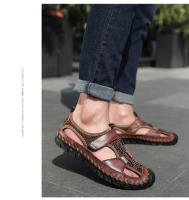 Sandalias planas informales de cuero genuino para hombre, calzado de playa romano, zapatillas de deporte masculinas, zapatos de cuña baja, talla grande 38-48, novedad de verano - details 22
