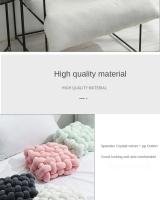 Cojín de felpa suave para sala de estar, almohada de sofá de Color sólido, cuadrada, tejida a mano, para el hogar - details 2