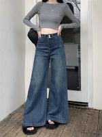 Pantalones holgados de pierna ancha informales para mujer, vaqueros holgados de cintura alta Retro Harajuku - details 2