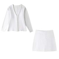 Traje minifalda de punto para damas, Chaqueta de punto de 2 piezas para damas, Traje para damas, Ropa para damas, Ropa de calle, Chaqueta de punto con mangas sueltas - details 18