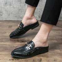 Sandalias con diseño de piedra sintética para hombre, zapatos con hebilla de herradura, tacón versátil, a la moda - details 16