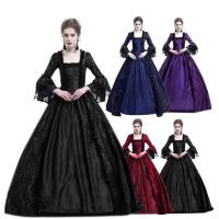 Vestido Maxi de Encaje Retro con Mangas Aretes Estilo Medieval Renaissance Vintage para Mujeres - details 0