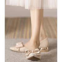 Tacones altos puntiagudos tacones gruesos zapatos de las mujeres 2025 nuevo arco de gama alta tacón medio zapatos individuales - details 18