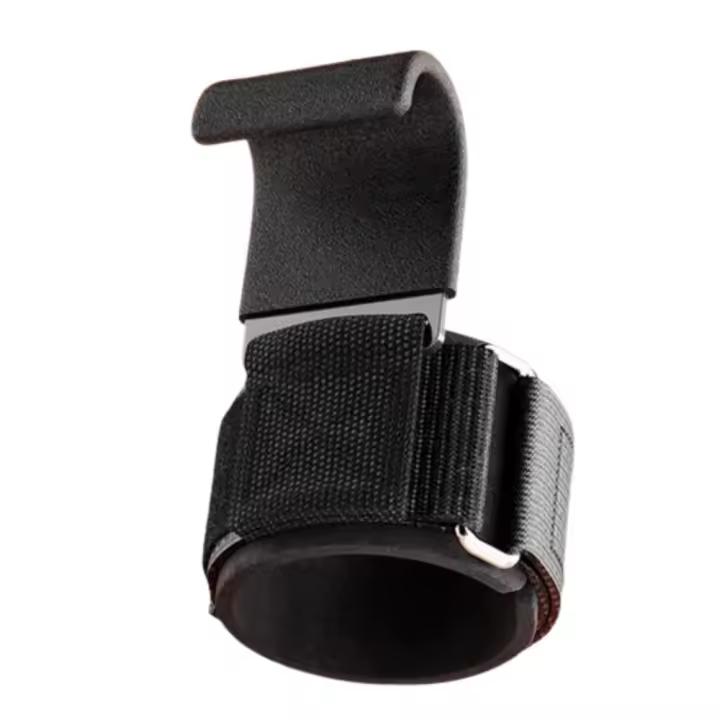 1 unid/par gancho de agarre para levantamiento de pesas antideslizante negro protector de muñeca auxiliar auxiliar 1 par de correas de agarre de gancho de acero - 1