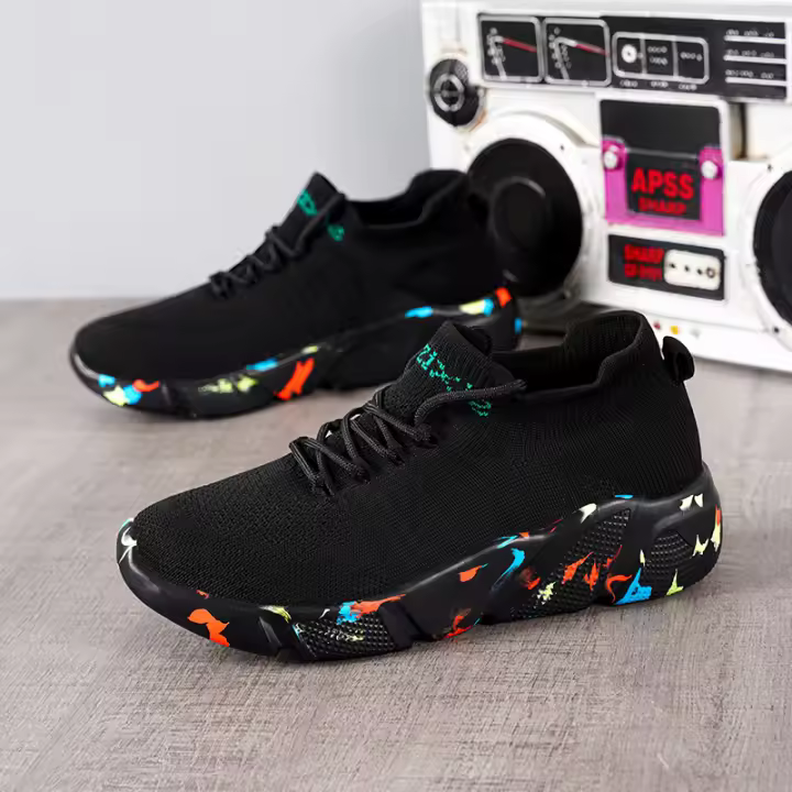 Zapatos deportivos informales para hombre, zapatillas ligeras Unisex, zapatillas de correr negras de malla transpirable para exteriores, zapatillas deportivas para correr y tenis - 1