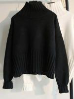 Women turtleneck autumn winter long sleeve thick jumpers solid warm sweater - details 2