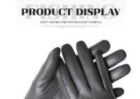 Guantes de piel de oveja para mujer, manoplas cortas de terciopelo fino para pantalla táctil, de cuero, de buena calidad, para invierno, 2226 - details 152