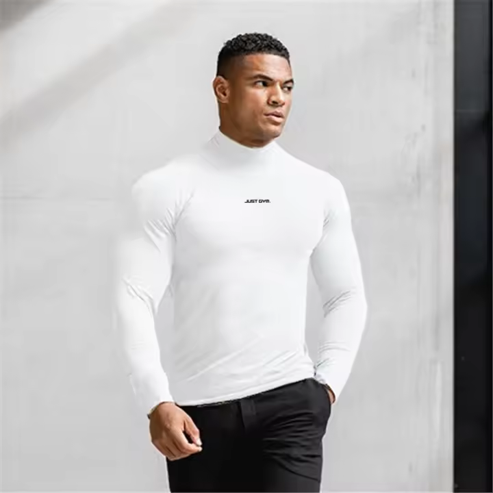 Medias deportivas de manga larga para hombre, Top de secado rápido, sudadera de fondo para correr, otoño - 1