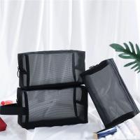 Bolsa de maquillaje negra con cremallera para mujer, organizador de maquillaje de viaje, bolsa de cosméticos de malla, bolsa de aseo de lavado, 1 unidad - details 2