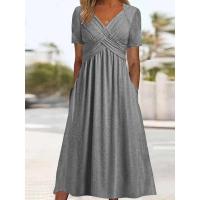 Vestido de manga corta con cuello en v para mujer, moda de verano - details 4