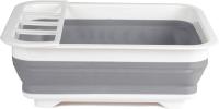 Escurreplatos plegables gris con separador de cubiertos, perfecto para propietarios de viviendas o acampadas, resistente a roturas, diseño que ahorra espacio - details 4