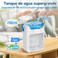 Enfriador de aire USB pequeño, mini enfriador de aire, aire acondicionado personal de 3 velocidades, 700 ml, tanque de agua grande - details 4