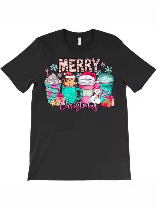Camiseta de café de Feliz Navidad, regalo para papá, manga corta con cuello redondo suave y cómoda - 1