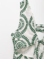 BUNO-2025 nuevo diseño casual elegante para mujer con decoración de lazo estilo europeo americano y vestido bordado hueco - details 3
