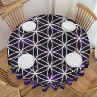 Mantel circular mandala, flor de loto de la vida, impermeable, resistente al aceite, 60 pulgadas, forma geométrica sagrada - details 184