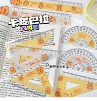 Capybara-conjunto de reglas de dibujos animados Kawaii para estudiantes, papelería, transportador triangular, regalos para niños, 2024 - details 2