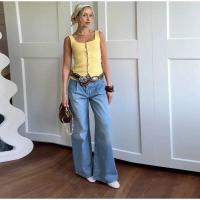 OUWU-Chaleco sin mangas de punto amarillo crema sólido para mujer, camiseta sin mangas con botones de una hilera y cuello cuadrado, Tops elegantes - details 11