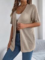 Cárdigans de punto de manga corta de color sólido casual para mujer - details 22