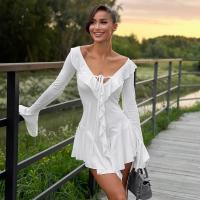 Vestido de Cautiva con Escote Profundo V Blanco Manga de Playa de Otoño a la Moda - details 4
