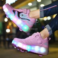 Luz LED de doble desplazamiento, patinaje infantil con carga USB para niñas y niños, zapatos con ruedas flash con dos ruedas - details 1