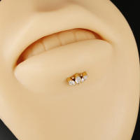 Pendientes pequeños de titanio G23 para hombre y mujer, Piercing de Circonia cúbica, joyería con forma de corona de titanio, 1,2x8mm, 1 unidad - details 4