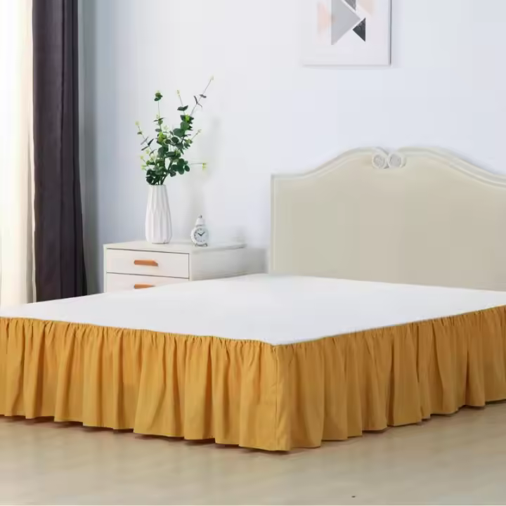 Falda de cama arrugada de algodón cepillado, muy vendida - 1