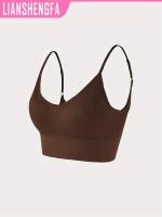 Sujetador deportivo clásico sin espalda con cuello halter y yoga acanalado de punto para cultivo de cabello. - details 9