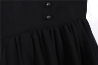 V neck women summer solid lantern short sleeve chiffon elegant vintage long party dress - details 37
