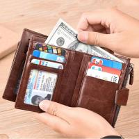 Cartera De Cuero Para Hombre Lujo Monedero Con Bolsillo Para Monedas Y Tarjetas RFID Cierre De Cremallera Regalo Para Hombres Bolsa De Dinero - details 2