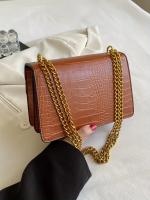 Bolso Cruzado de Estilo Vintage con Estampado de Cocodrilo Bolso Versátil con Correa Dorada - details 3