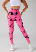 Leggings deportivos de tie dye con abertura escalonada lado inconsútil - details 16