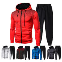 Conjunto deportivo informal para hombre con chaqueta de forro polar y pantalones con cierre de cremallera, estilo europeo y americano, color sólido, otoño invierno - details 2