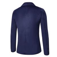 Blazer ajustado de terciopelo con dos botones para hombre, Color sólido - details 4