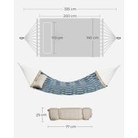 Hamaca de Bambú con Barras Separadoras Curvas Desmontables, Almohada, 200 x 140 cm, Carga 225 kg, Gris y Beige - details 9