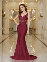 Elegante Vestido de Novia Sirena Blanca Perlas de Encaje Sin Mangas con Cuello en V para Fiesta Formal - details 10