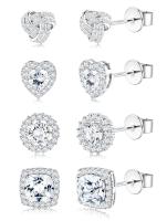 4 pares de pendientes de plata de ley con circonita cúbica para mujer, chapados en oro de 14 quilates, corazón celta brillante, pendientes grandes con circonita cúbica, pendientes para oreja sensible - details 6