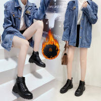 Moda casual muffin botas de mujer negras de suela gruesa con cordones y suela gruesa - details 21