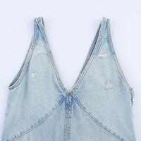 Vestido vaquero clásico de moda para mujer, estilo personalizado, con rotos y decoraciones. - details 2