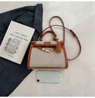 Bolso de mano de empalme de color en contraste de textura premium bolso de mensajero de hombro retro casual de nueva moda para mujer - details 5