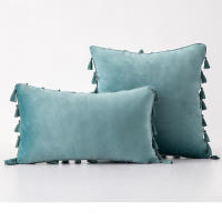 Bonenjoy 1 funda de cojín con borlas, funda de almohada de terciopelo, fundas de almohada de color sólido para decoración de sofá/cama/coche, 30x50/45x45/50x50 - details 6