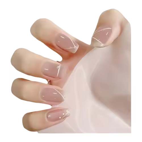 24 Uñas postizas de té negro húmedo con hielo para hombre, líneas simples, arte de uñas DIY, material de resina - 1