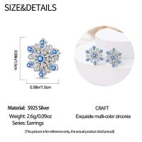 Pendientes de plata con borlas de copos de nieve azules y diamantes, lazo rojo para mujer, joyería creativa, regalos temáticos navideños - details 15