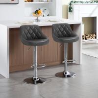 Taburete de Bar de Terciopelo Altura Ajustable, Giratorio, Poltrona de Cocina, Diseño Gris Oscuro - details 24