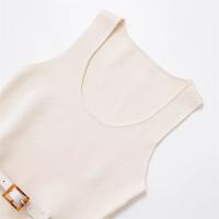 PB&ZA2025 chaleco sin mangas con cuello redondo, diseño de cinturón, sencillo y versátil, para mujer, verano. - details 10