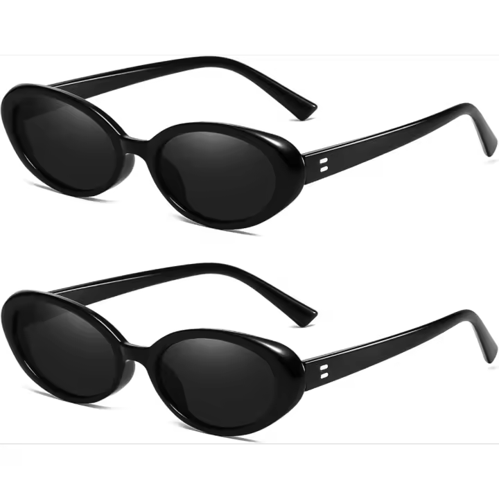 Gafas de sol para mujer y hombre, gafas de sol ovaladas pequeñas a la moda, gafas de sol vintage de los años 90, 2 piezas - 1