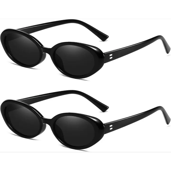Gafas de sol para mujer y hombre, gafas de sol ovaladas pequeñas a la moda, gafas de sol vintage de los años 90, 2 piezas - 1