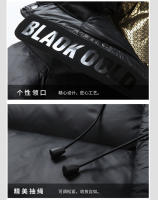 Chaqueta larga de plumón para hombre, de oro negro, chaqueta de algodón cálida con capucha de invierno enroscada - details 15