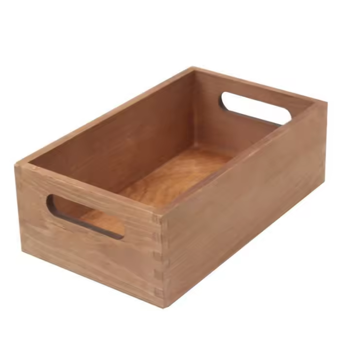 Contenedor de almacenamiento de artículos diversos Retro, gabinete reutilizable de gran capacidad, caja de almacenamiento de madera con asa Rectangular - 1